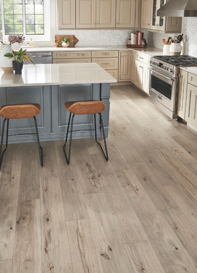 wood look laminate floors in a kitchen