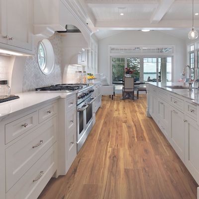 wood look laminate in a bright kitchen